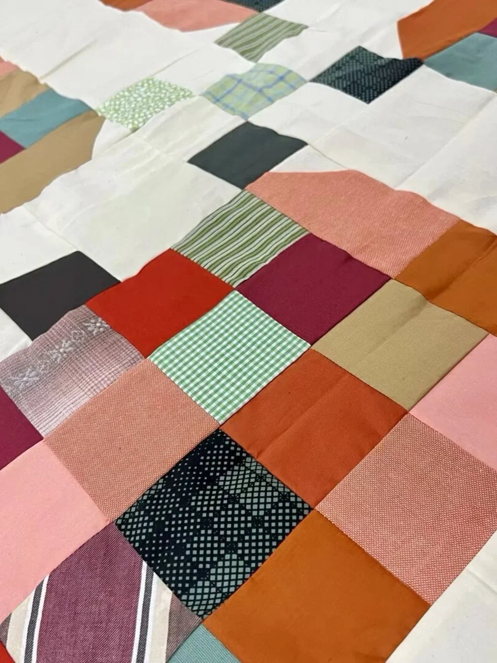 Handmade Spiced Pumpkin Baby Quilt Top 47x47